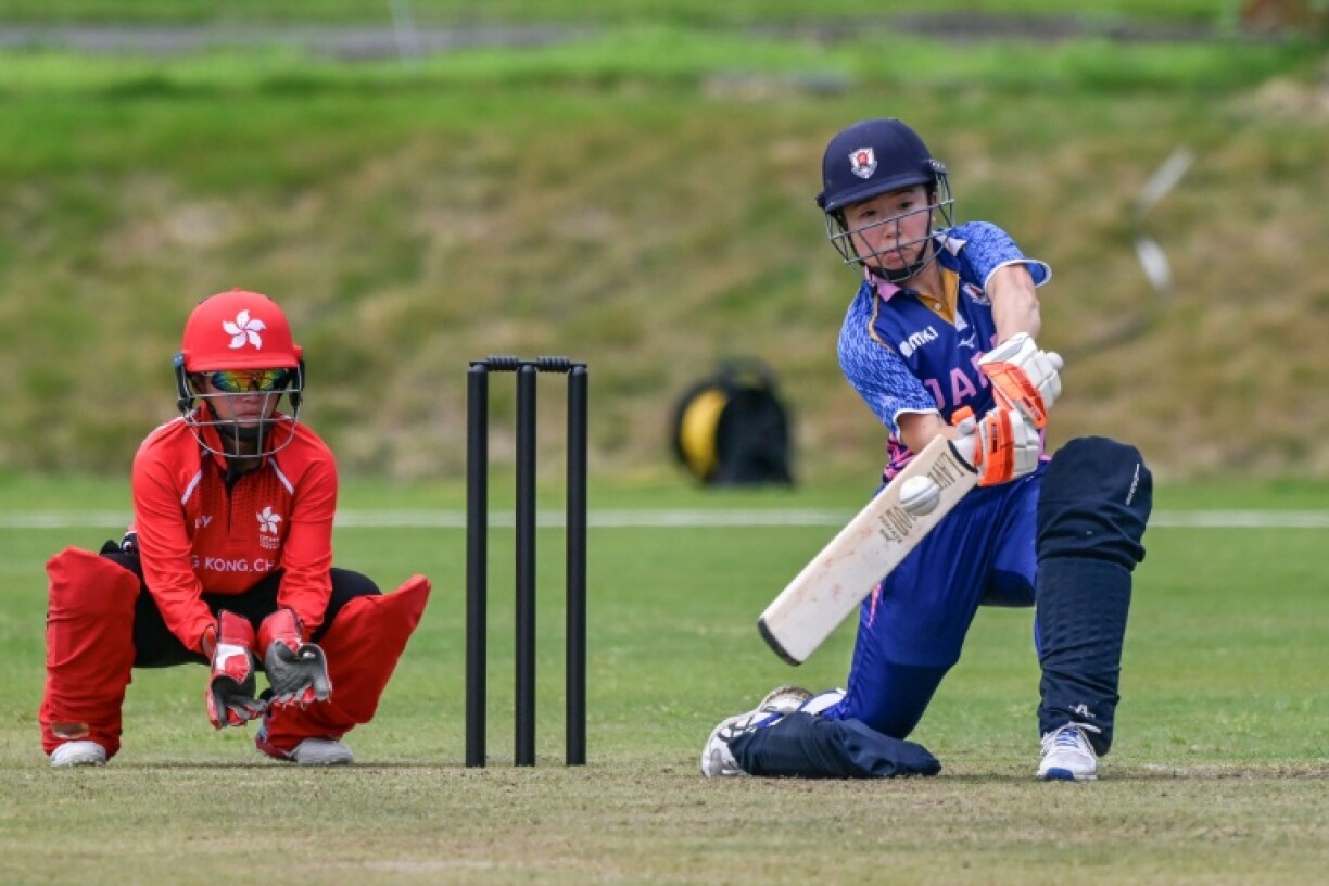 Japan's captain Mai Yanagida bats against Hong Kong