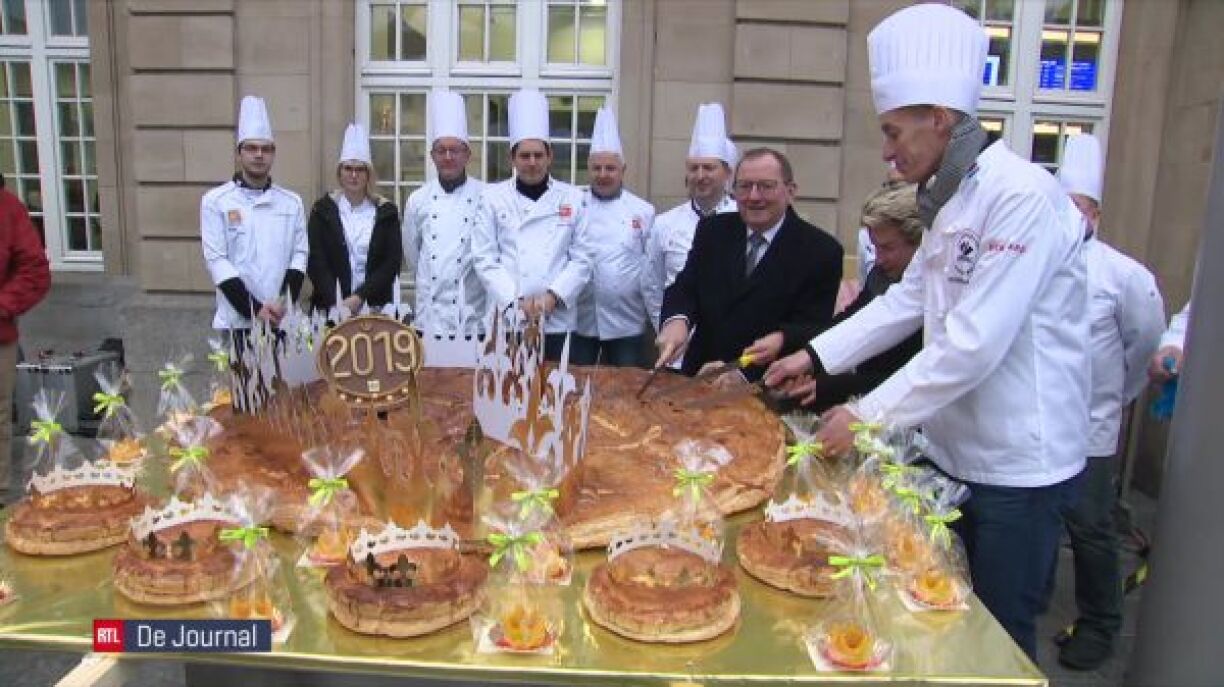 This here, as presented on RTL Tele Letzebuerg's 'De Journal' programme, is the biggest Three King's Cake in the country. What a unit!