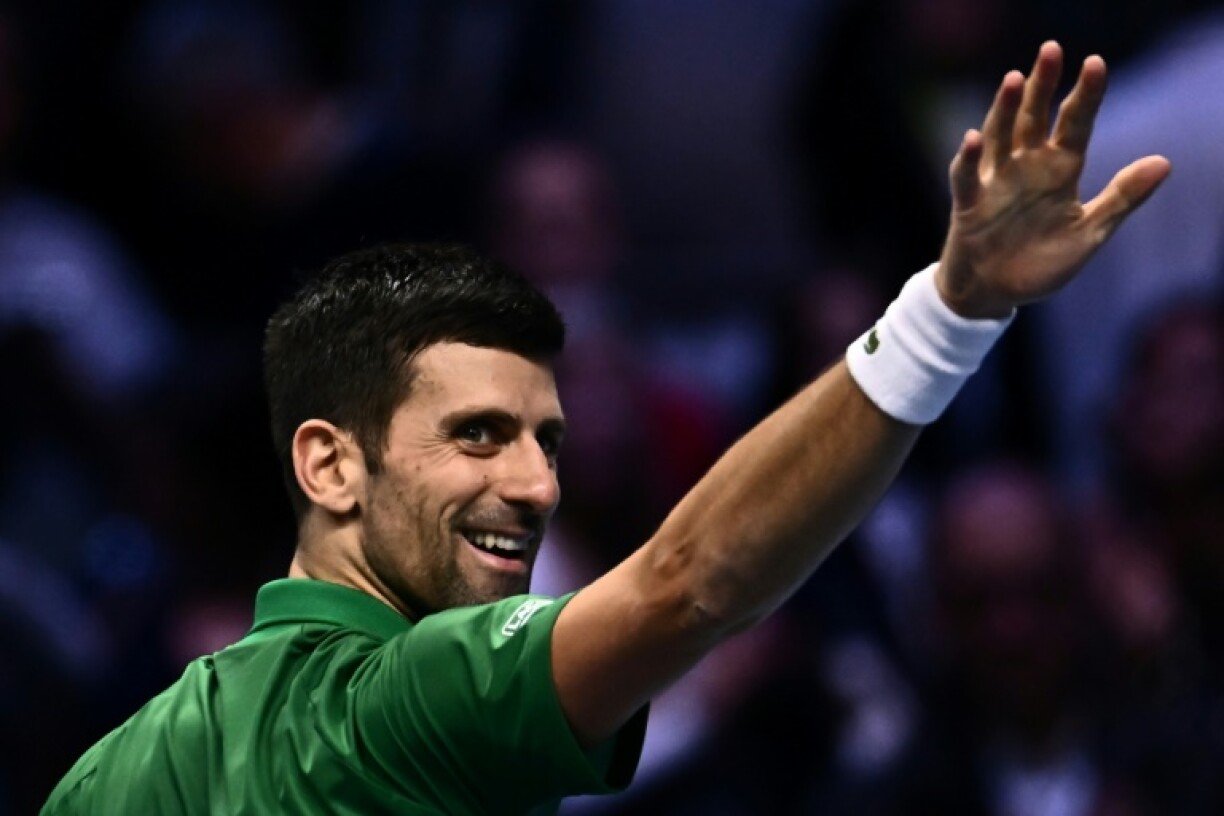 Le Serbe Novak Djokovic après sa victoire face à Taylor Fritz le 19 novembre 2022 en demi-finale des Masters à Turin