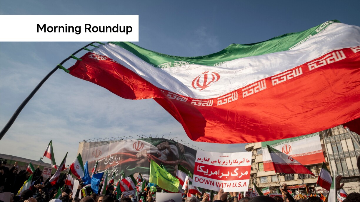 Iranian protesters participate in a pro-Government rally in Tehran, Iran, on 12 January 2026.