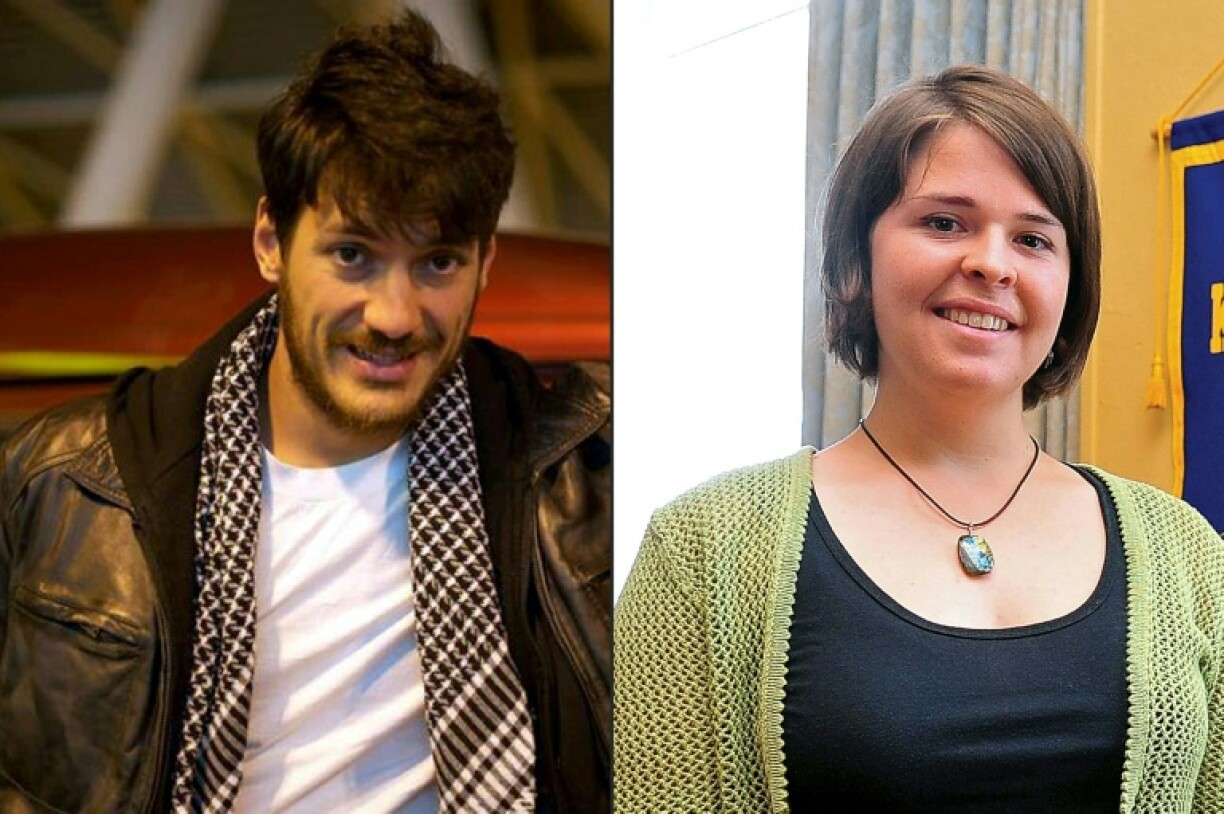 A combination of pictures shows freelance photographer Austin Tice and Kayla Mueller