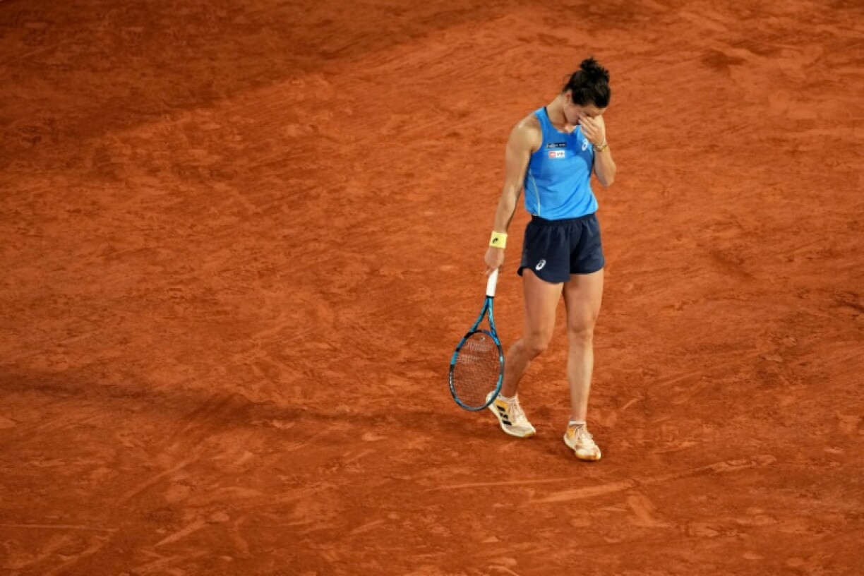 France's Lois Boisson reacts during her semi-final defeat to Coco Gauff at the French Open