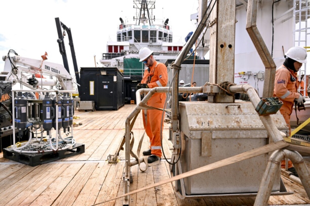 Deep sea mining equipment onboard the research vessel MV Anuanua Moana in Rarotonga, Cook Islands