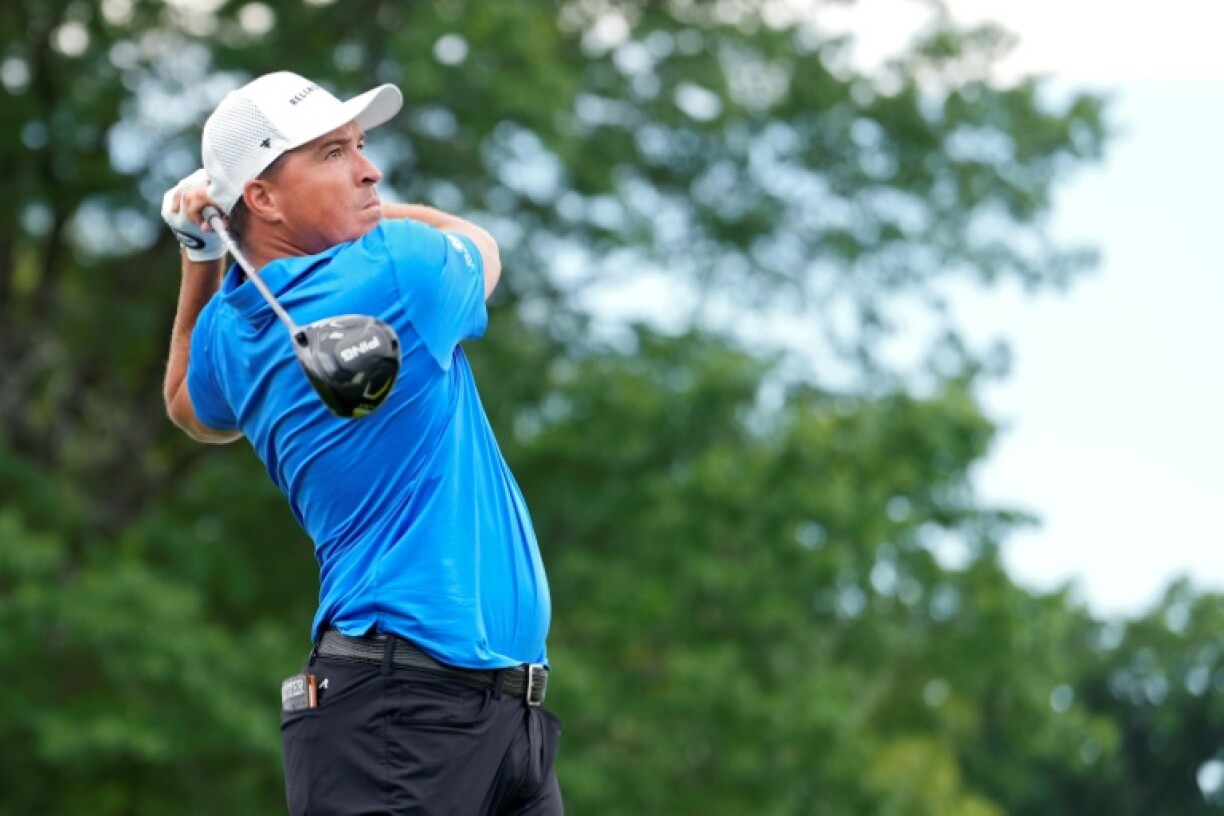 Kevin Roy of the United States plays a shot on the way to a share of the first-round lead in the US PGA Tour Rocket Classic in Michigan