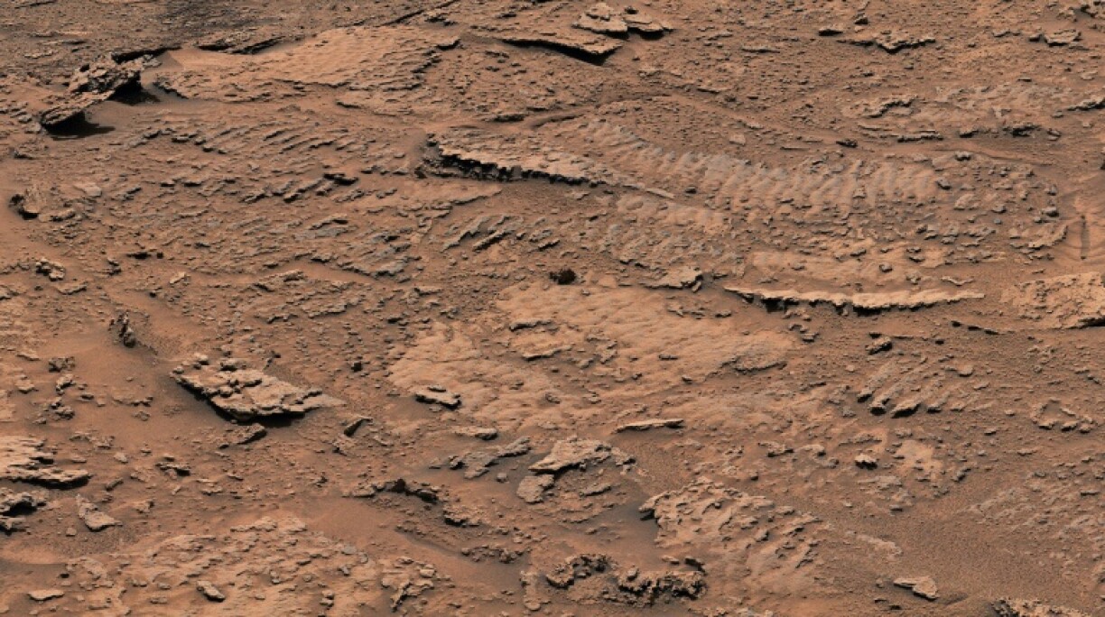 This handout image taken by NASA's Curiosity Mars rover and released on February 8, 2023, shows a close-up of the rippled textures that was created billions of years ago as waves flowed upon a shallow lake