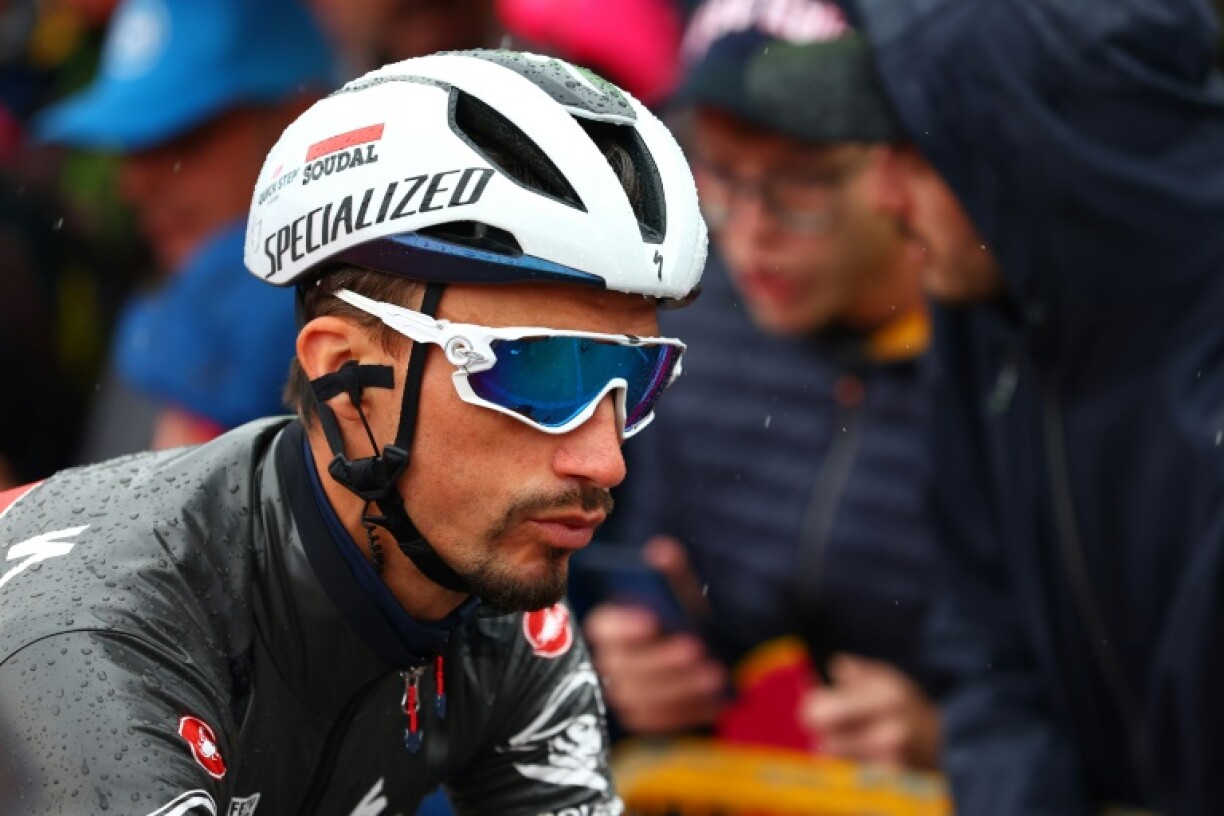 Le cycliste français Julian Alaphilippe, qui va quitter son équipe belge Soudal-Quick Step en fin de saison, lors de la 20e étape du Tour d'Italie, entre Alpago et Bassano des Grappa, le 25 mai 2024