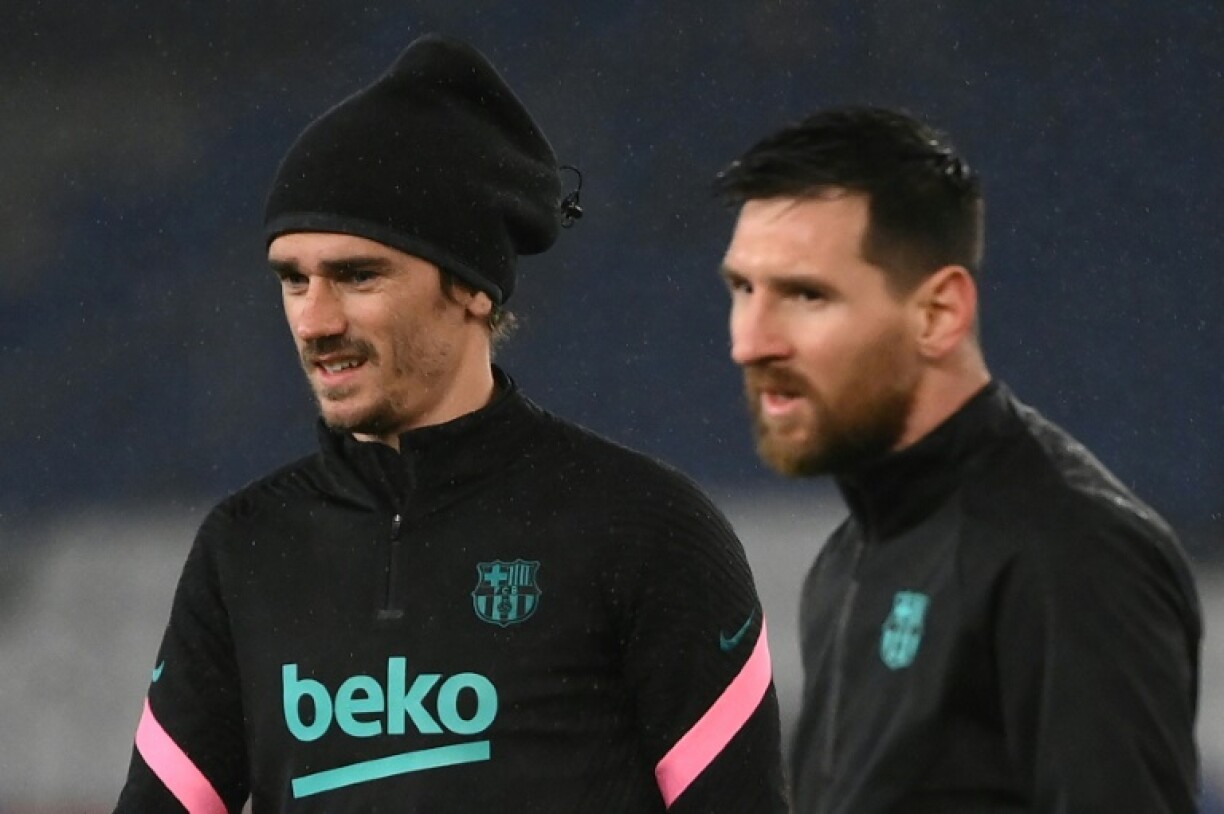 Antoine Griezmann et Leo Messi, le 10 mars 2021 avec Barcelone au Parc des Princes à Paris