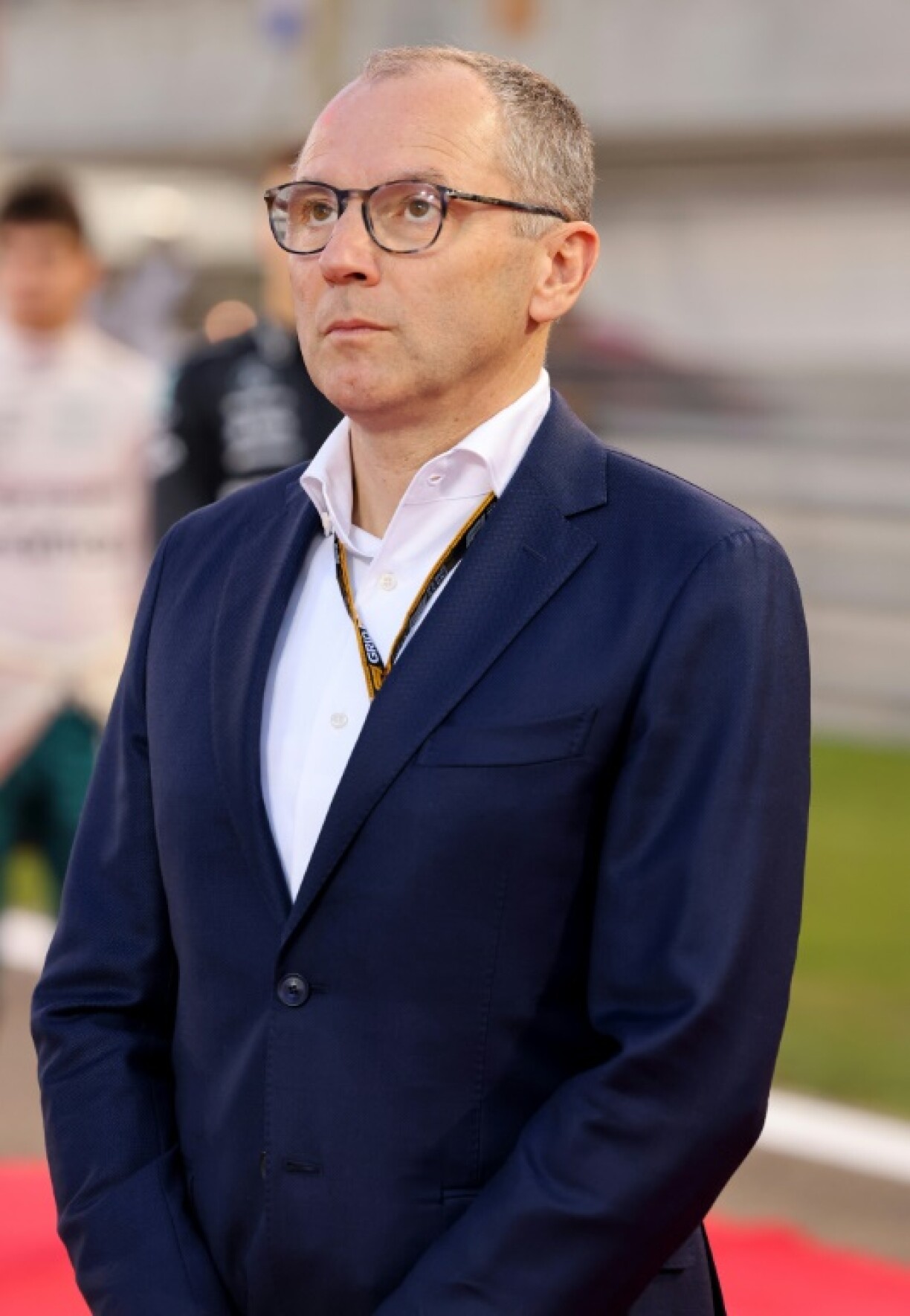 Le PDG de la F1 Stefano Domenicali, présent au Grand Prix de Bahreïn à Sakhir, le 20 mars 2022