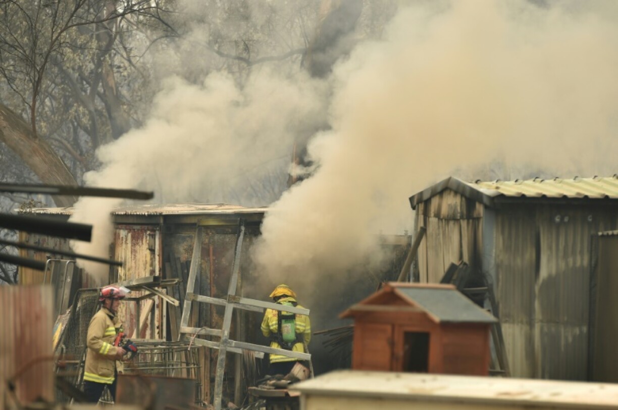 Des pompiers luttent contre un feu de forêt à Bargo, en banlieue de Sydney, le 21 décembre 2019 en Australie.