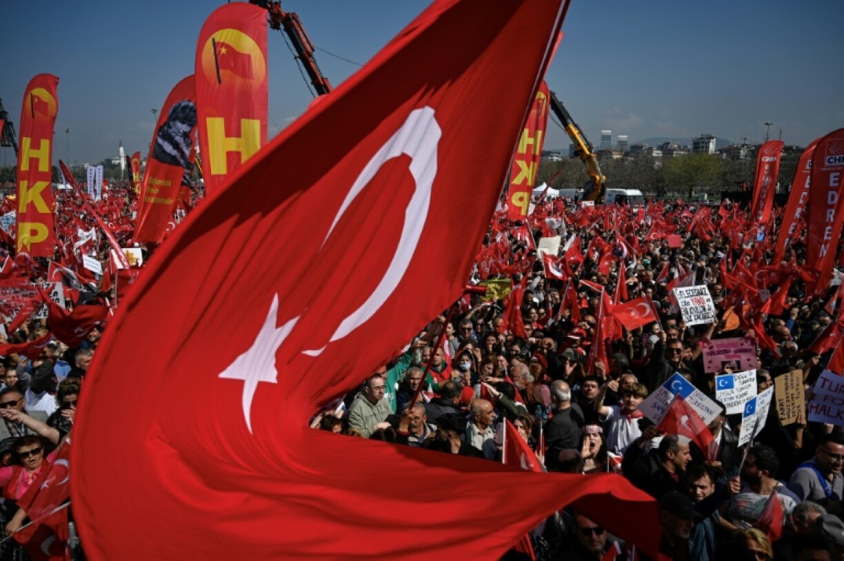 The massive crowd was a sea of red and white Turkish flags and pictures of Mustafa Kemal Ataturk, modern Turkey's founding father