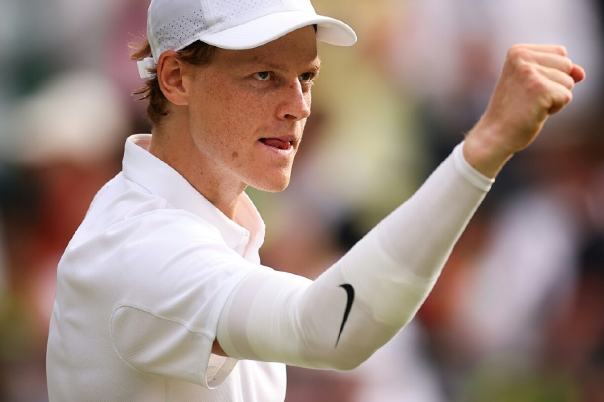 Jannik Sinner celebrates after reaching the Wimbledon semi-finals