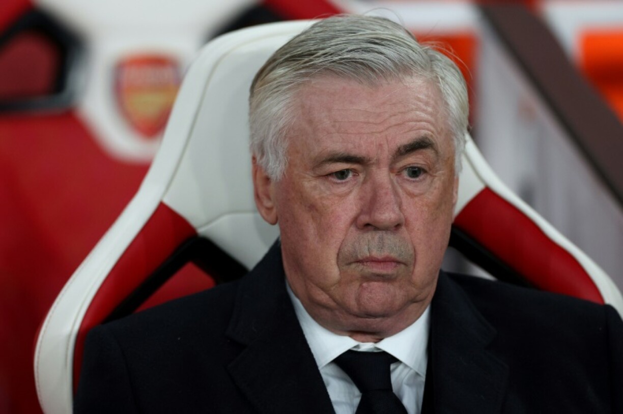 A quizzical Carlo Ancelotti at the Emirates looks on at the Emirates where his Real Madrid side were beaten 3-0 by Arsenal in the Champions League
