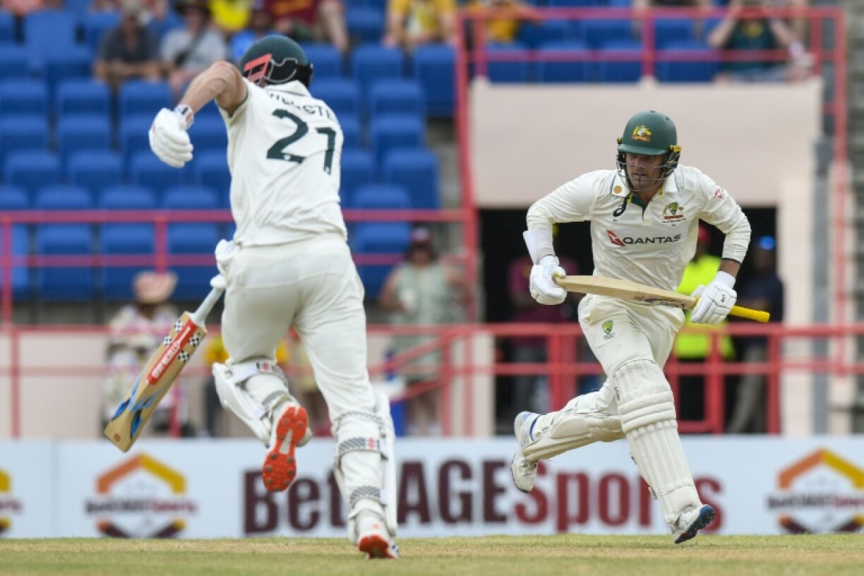 Beau Webster (L) and Alex Carey (R) rebuilt Australia's first innings after a top-order wobble in Grenada