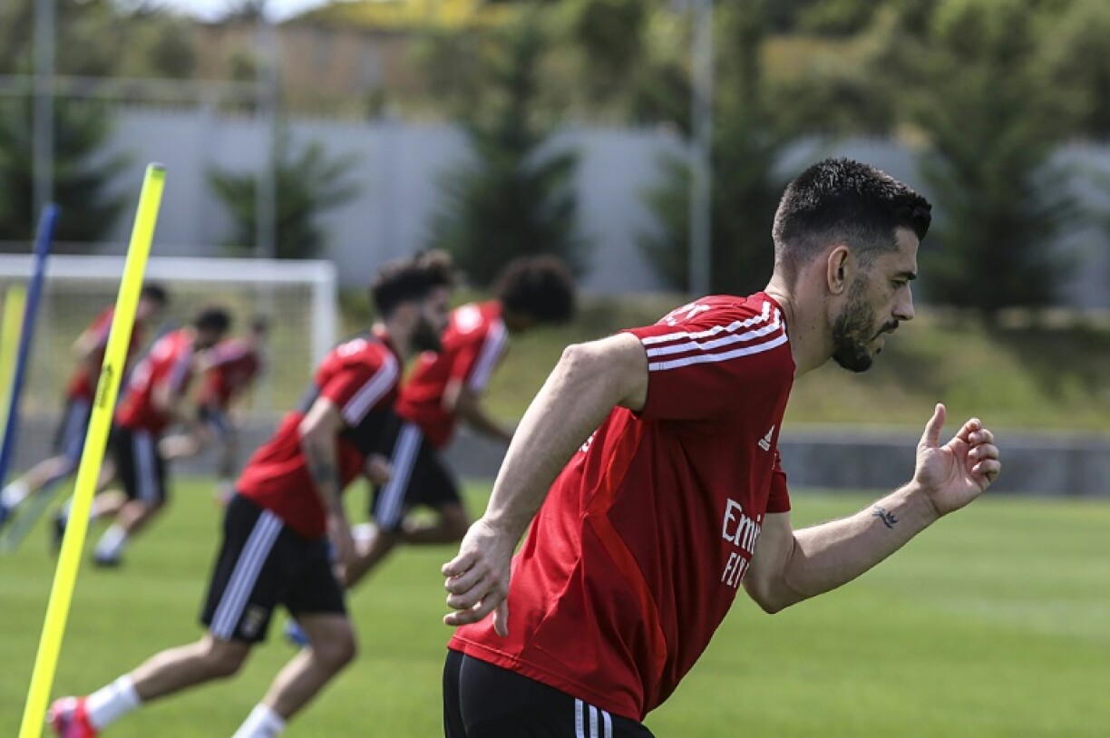 Les joueurs de Benfica à l'entraînement, le 4 mai 2020.
