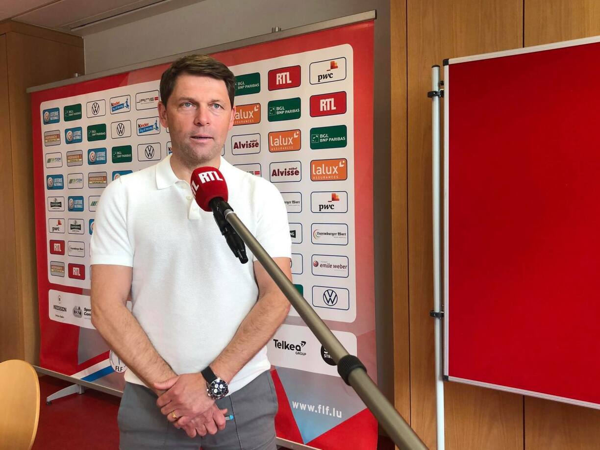 Luc Holtz lors de la conférence de presse qui s'est tenue vendredi matin