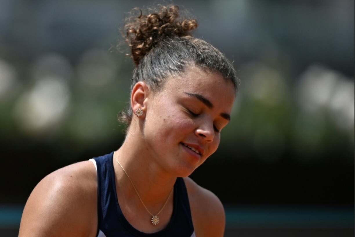 L'Italienne Jasmine Paolini durant son match du 3e tour du tournoi WTA 1000 de Rome face à la Belge Elise Mertens le 9 mai 2026 au Foro Italico