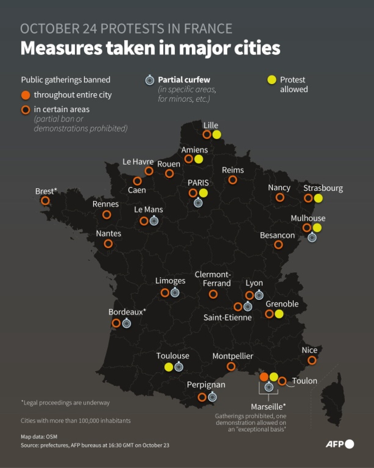 October 24 protests in France: Measures taken in major cities