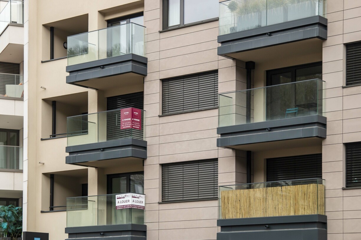 Homes for sale photographed in a Luxembourg town in 2025