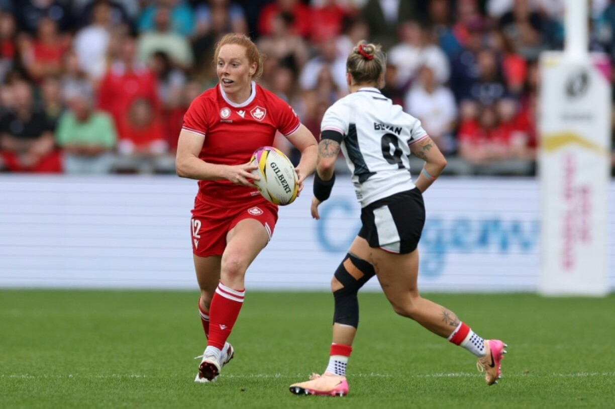 Canada captain Alex Tessier in action against Wales at the Women's Rugby World Cup