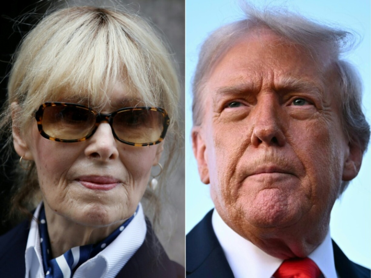 Montage photo du 8 septembre 2025 montrant L'autrice E. Jean Carroll (g) et le président américain Donald Trump