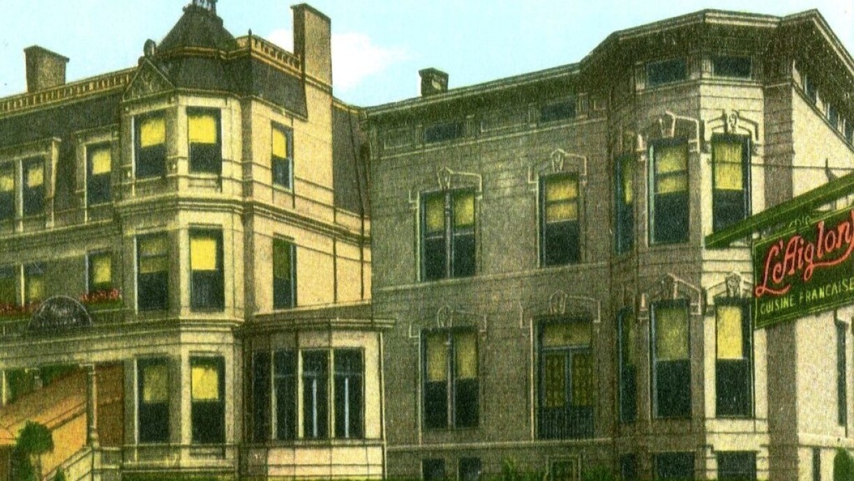 Exterior of L'Aiglon restaurant.