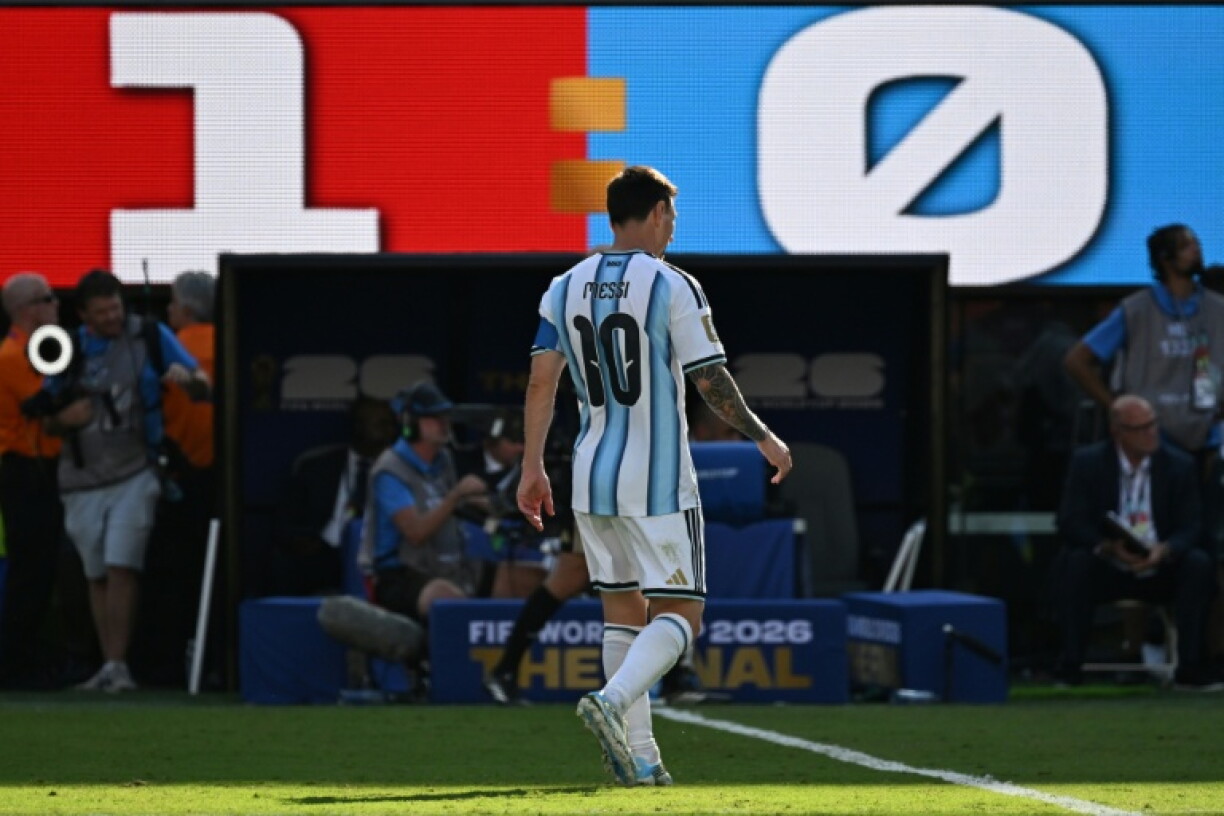 L'Argentin Lionel Messi après le but de l'Espagne en finale de la Coupe du monde de football, le 19 juillet 2026 à East Rutherford, dans le New Jersey,