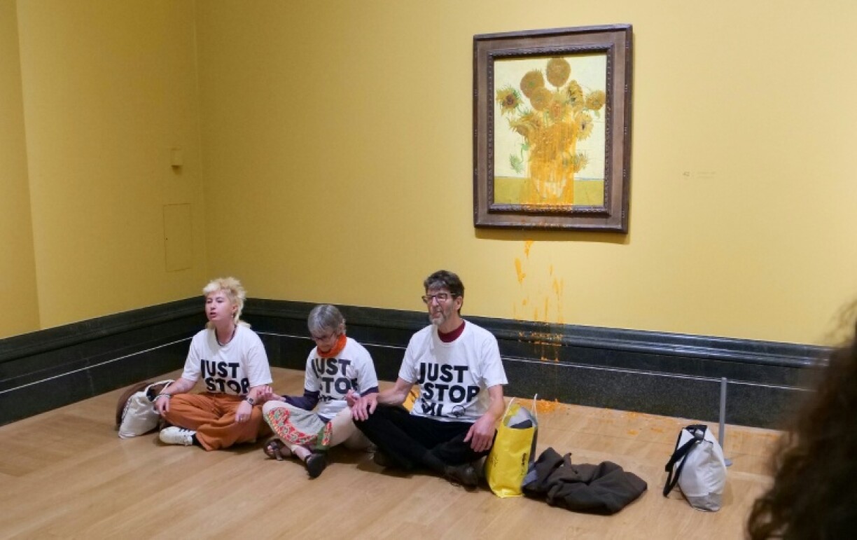 Some activists are in court accused of throwing a tin of tomato soup at Vincent van Gogh's