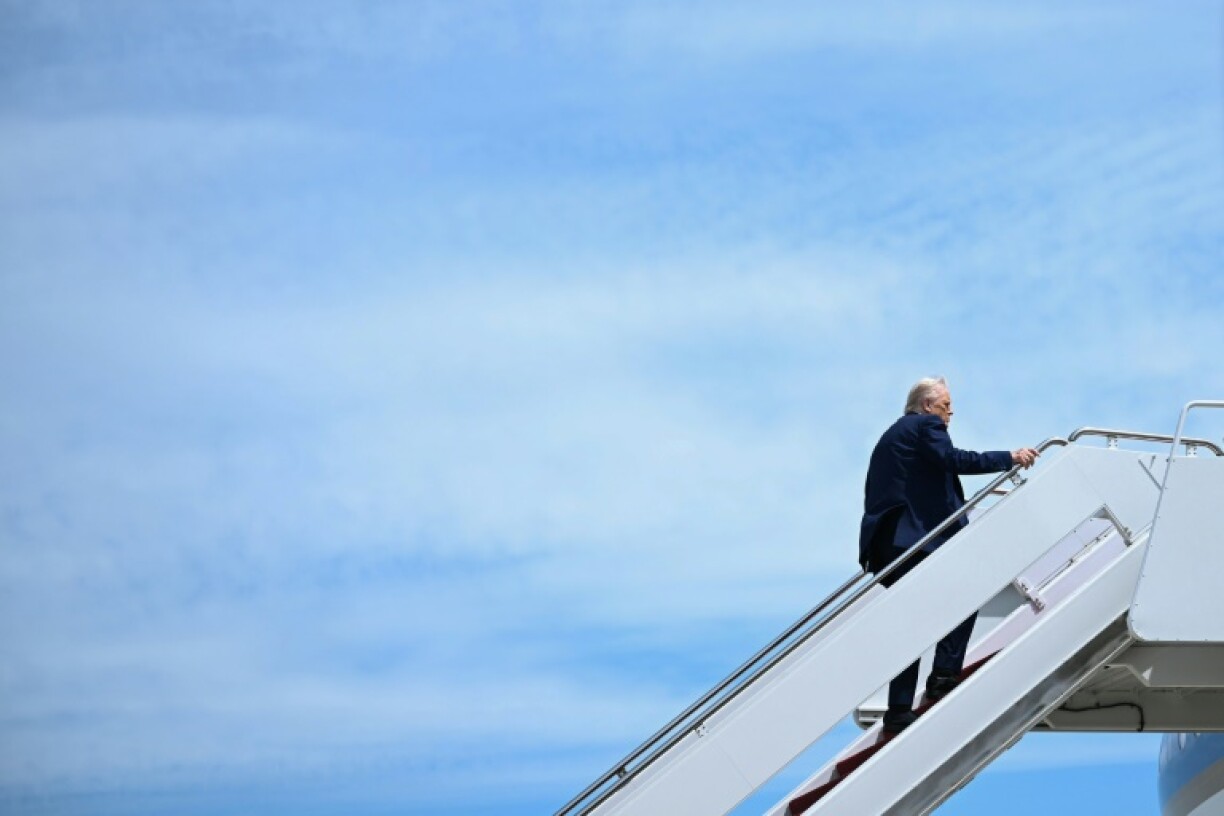 US President Donald Trump boards Air Force One at Joint Base Andrews in Maryland on May 12, 2025