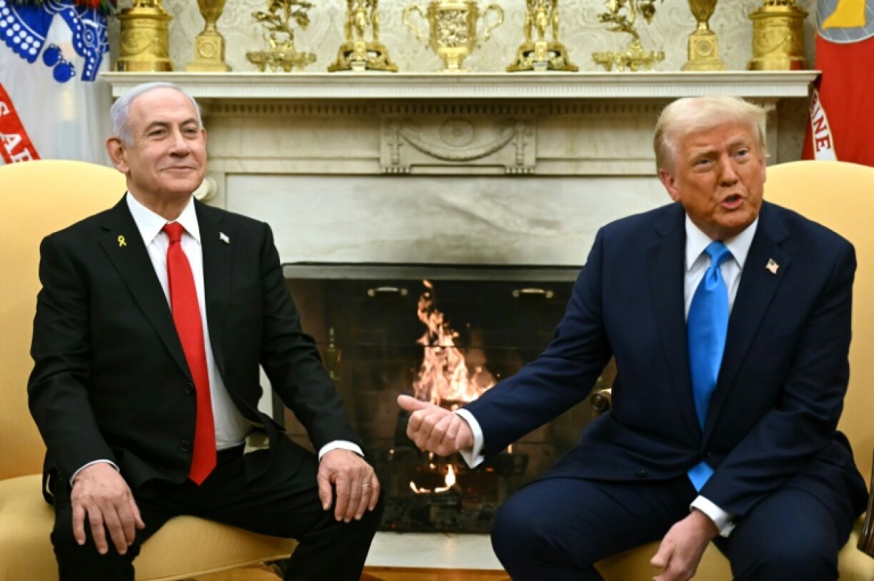US President Donald Trump (R) meets with Israel's Prime Minister Benjamin Netanyahu in the Oval Office of the White House on February 4, 2025