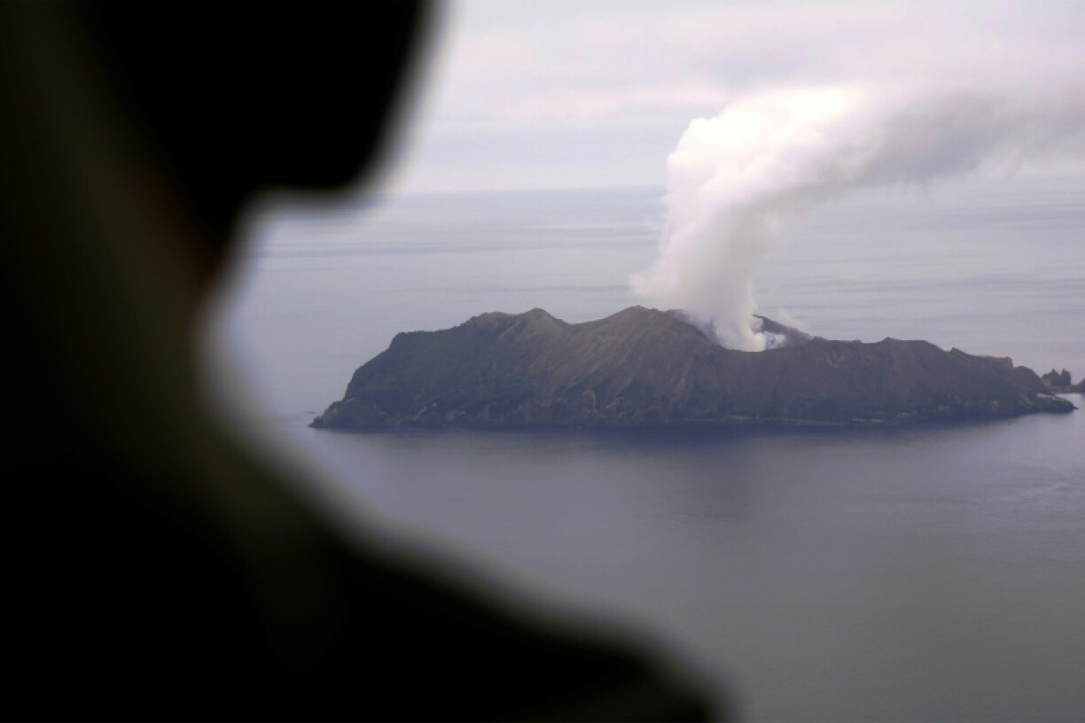 Steam rising from the White Island volcano in Whakatane after a volcanic eruption