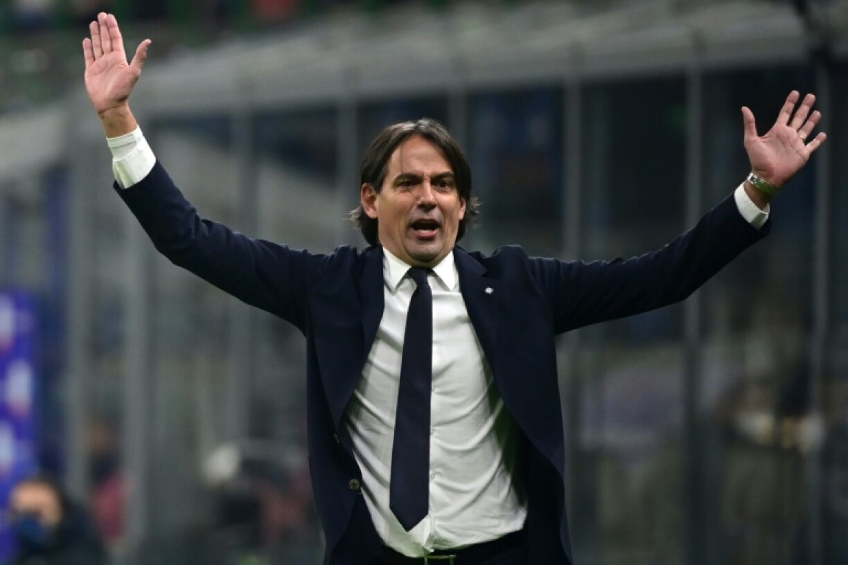 L'entraîneur de l'Inter Milan Simone Inzaghi, lors de la finale de la Supercoupe d'Italie contre la Juventus Turin, le 12 janvier 2022 au Stade San Siro