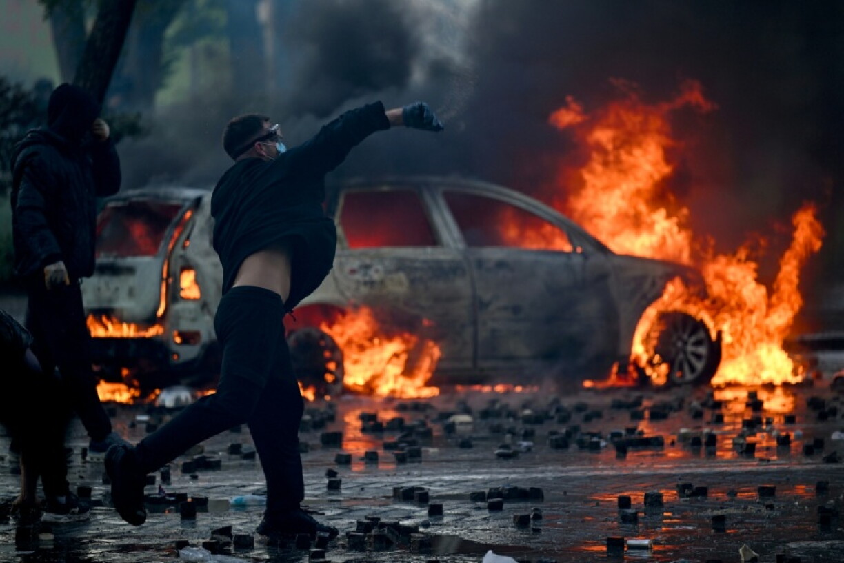 Protesters in Tirana threw rocks and petrol bombs, while police responded with rubber bullets and tear gas