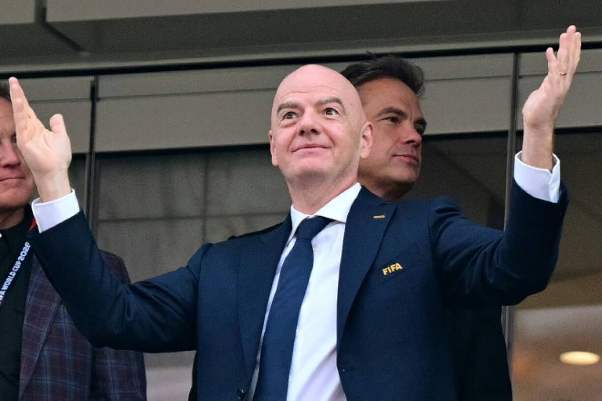 Le président de la Fifa, Gianni Infantino, lors du match de la Coupe du monde 2026, opposant les États-Unis au Paraguay, à Inglewood (Californie), le 12 juin 2026
