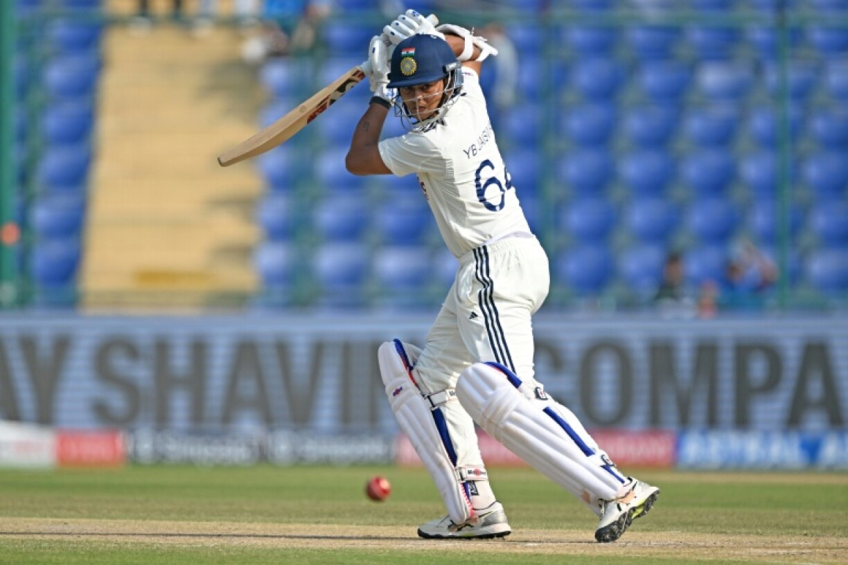 India's Yashasvi Jaiswal plays a shot during the second day of the second Test