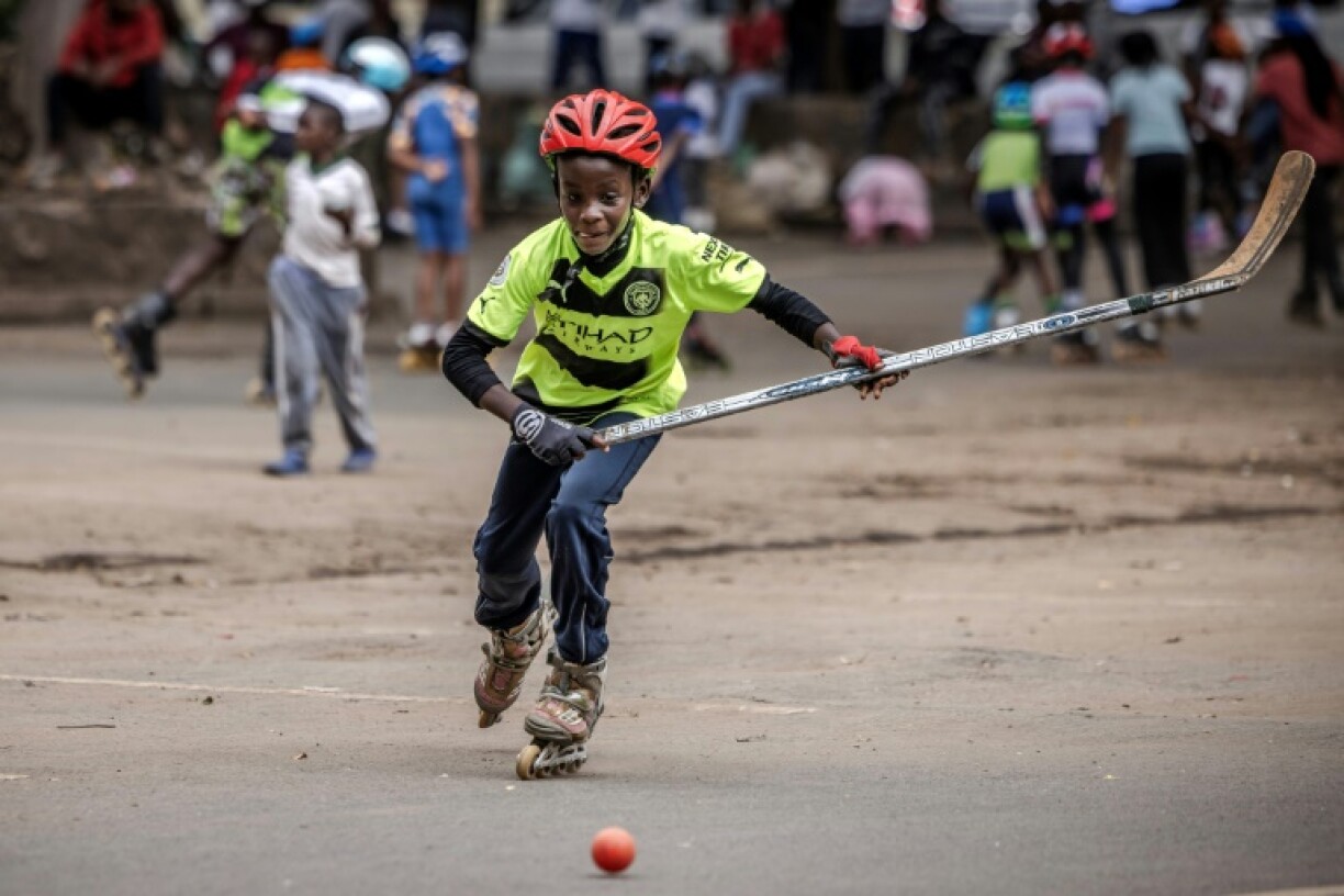 Because of the high price of playing ice, some of the Ice Lion practice on concrete with rollar skates