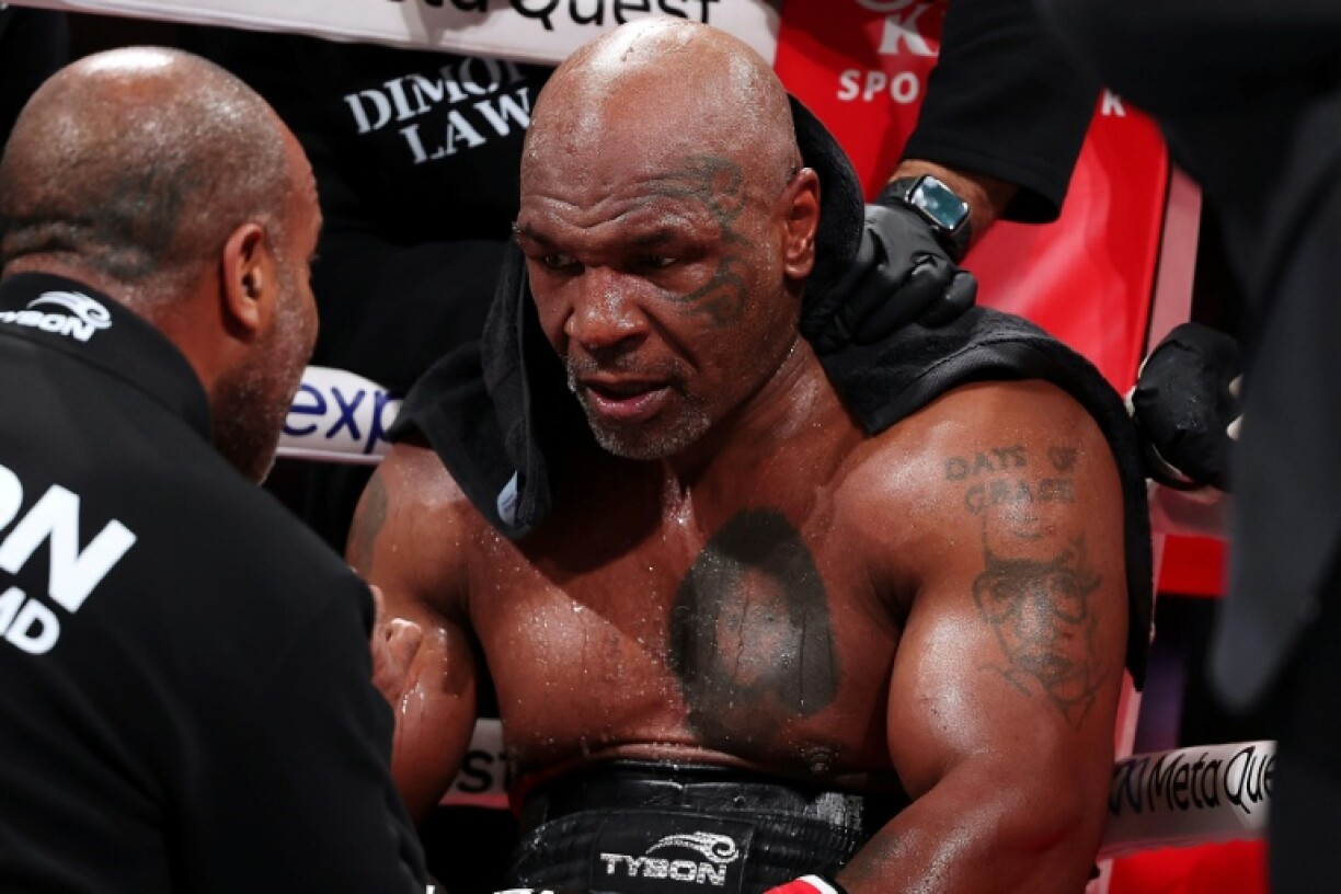 Former heavywight world champion Mike Tyson fights Jake Paul in an exhibition bout in Texas in 2024