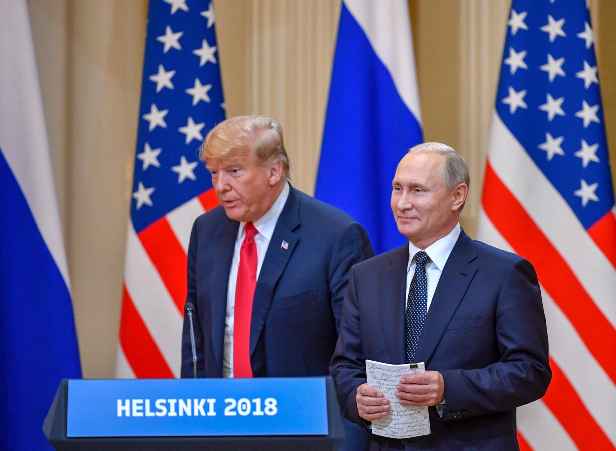 Trump and Putin at a press conference in Helsinki in 2018.