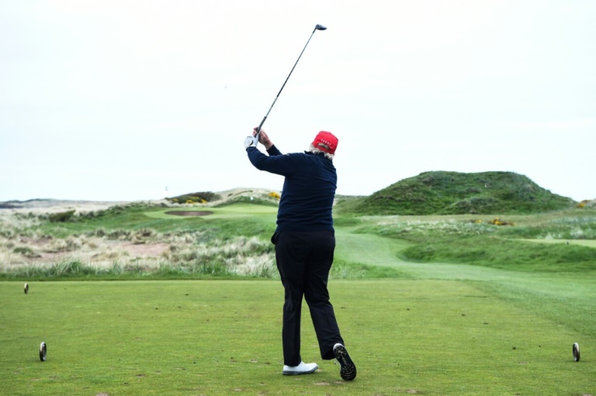 Donald Trump playing Turnberry in 2023