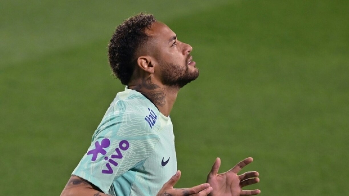 L'attaquant brésilien Neymar à l'entraînement à Doha, le 20 novembre 2022
