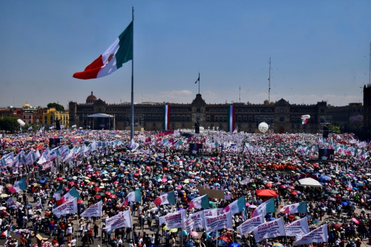 Huge crowds attended a rally at the Zocalo square in Mexico City to hear Sheinbaum express condidence she had headed off the threat of US tariffs