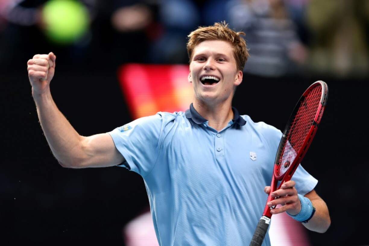 L'Américain Jenson Brooksby vainqueur du Norvégien Casper Ruud au 2e tour de l'Open d'Australie le 19 janvier 2023 à Melbourne