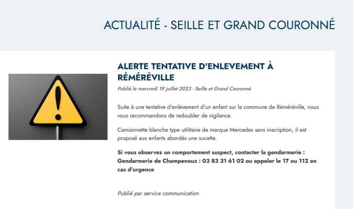 Le message diffusé par la communauté de communes.