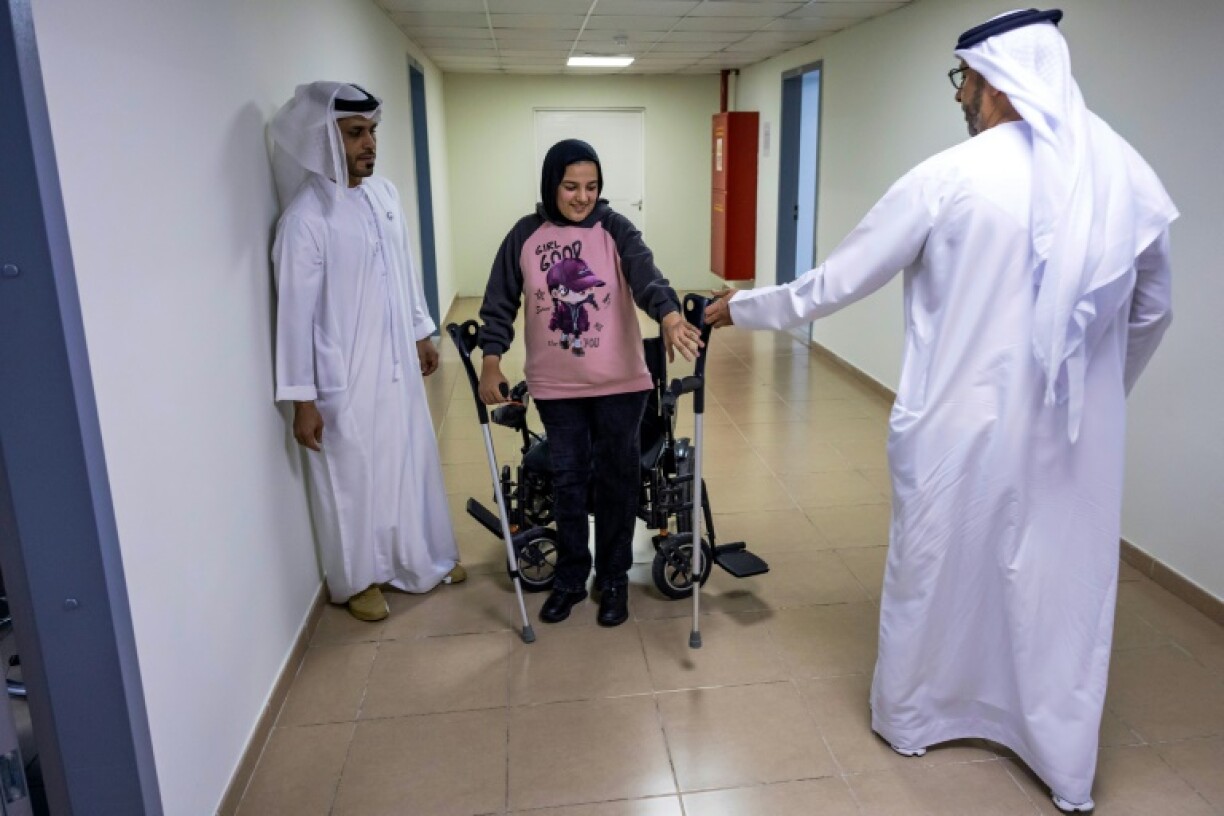 A Palestinian amputee from Gaza undergoing rehabilitation at a hospital in Abu Dhabi