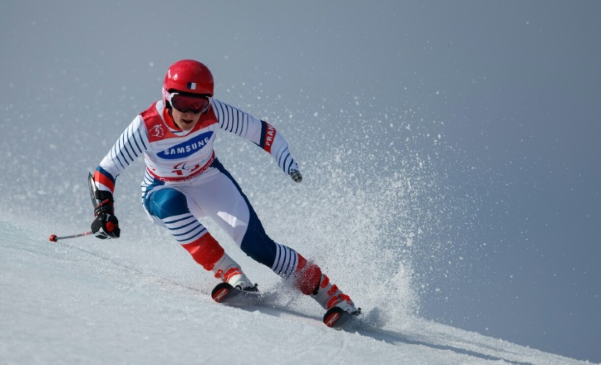 La Française Marie Bochet lors du slalom géant féminin debout des jeux paralympiques de Pyeongchang, au Jeongseon Alpine Centre le 14 mars 2018