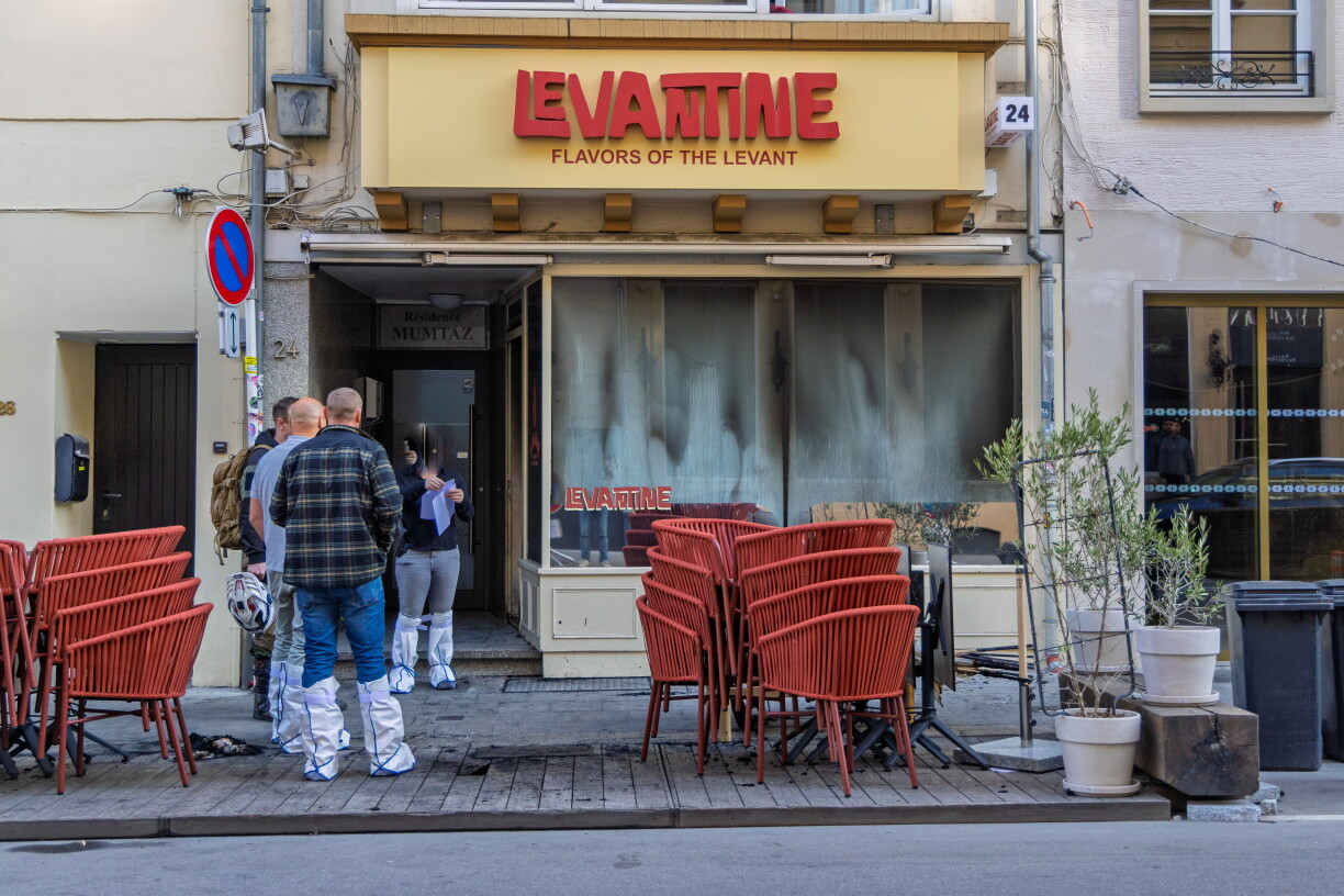 D'Ausmooss vun de Schied nom Feier am Restaurant, den Dag duerno.