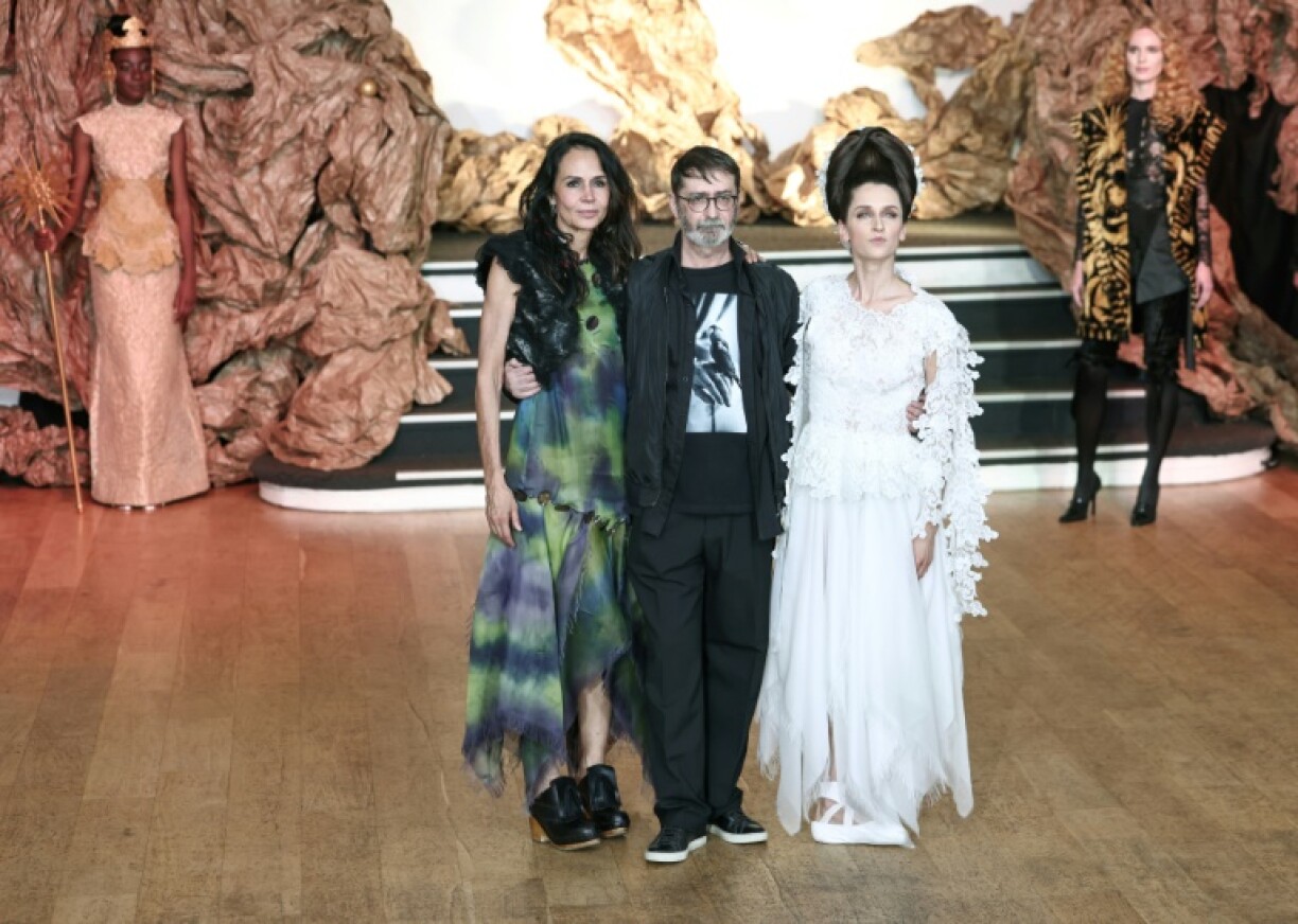 Designer Franck Sorbier, seen here at the end of his show, praised Demna's revival of Balenciaga