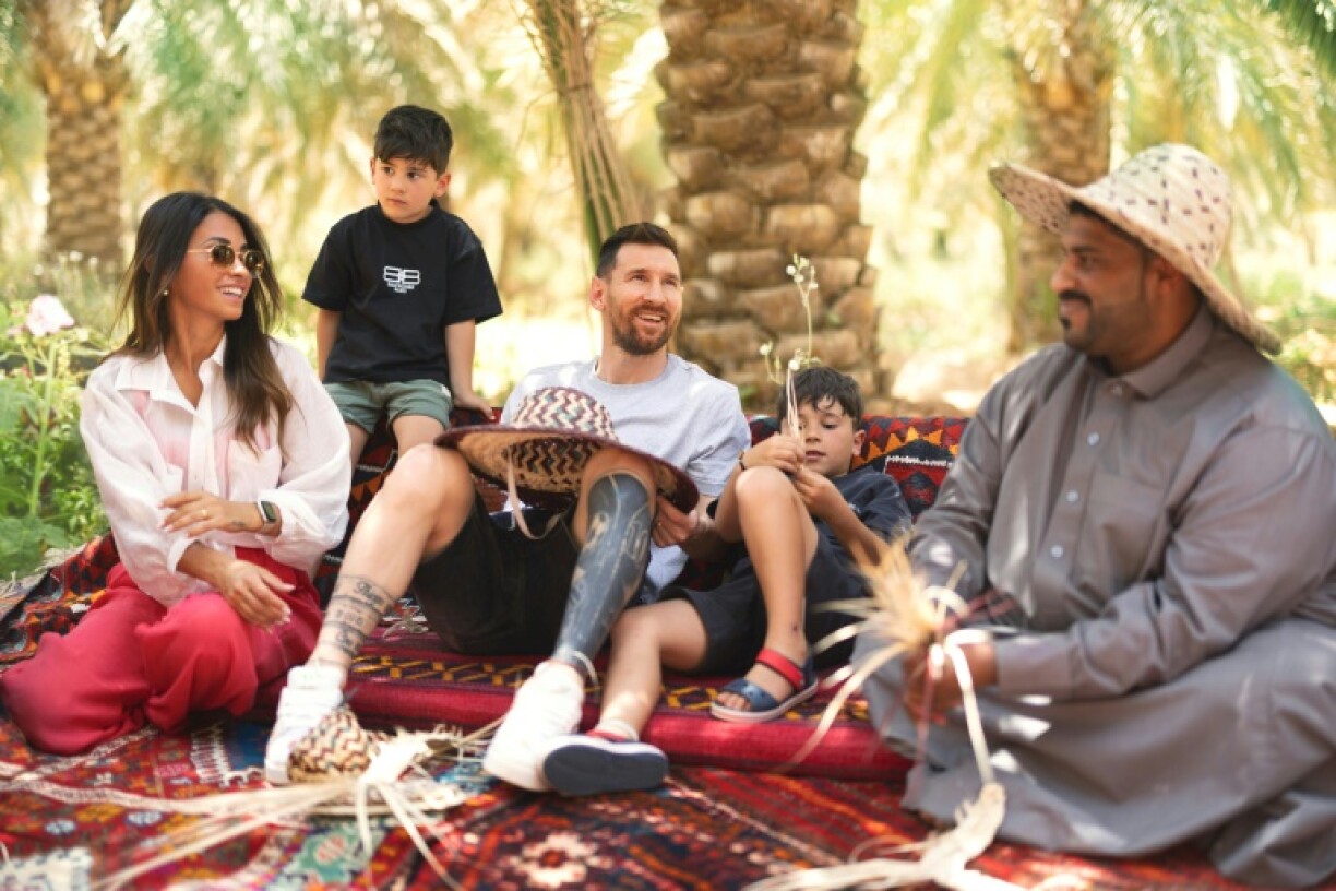 Lionel Messi et sa famille à Riyad lors d'un voyage promotionnel en partenariat avec l'Office du tourisme d'Arabie Saoudite, le 1er mai 2023