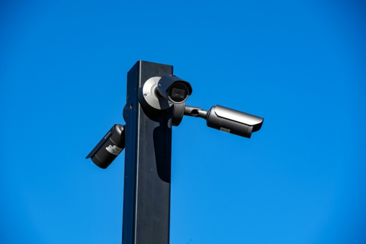 Security cameras of the Markley Lowell Data Center point to streets of the residential neighborhood in Lowell, Massachusetts