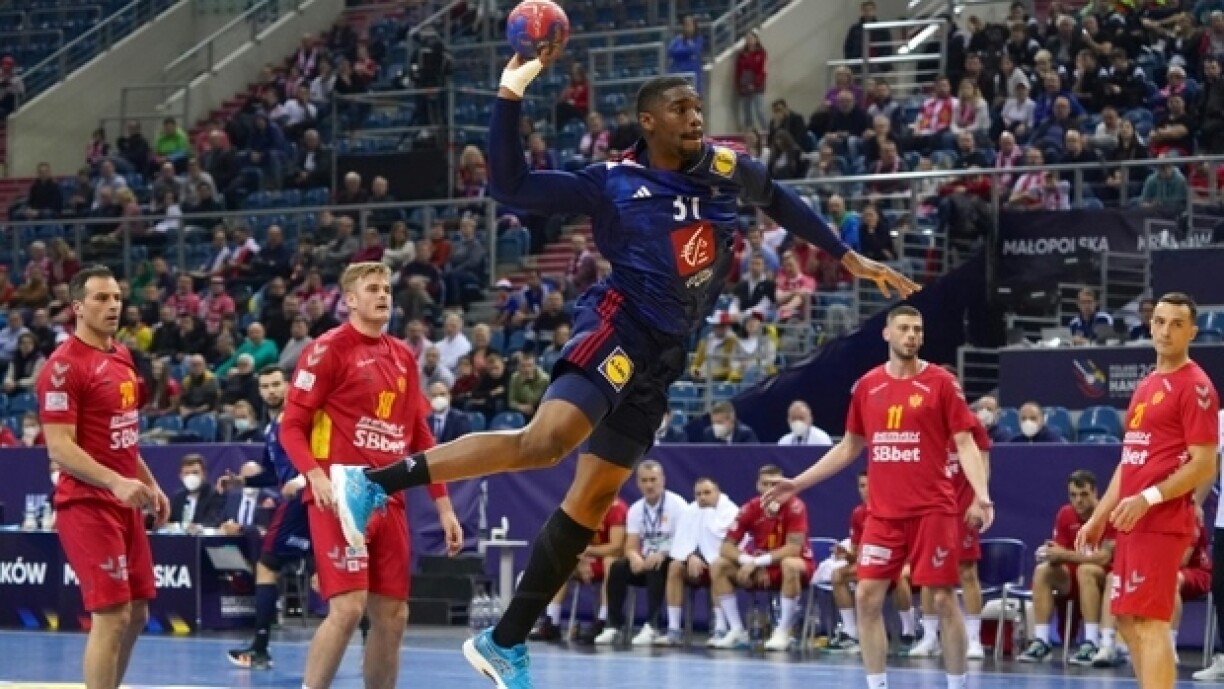 L'ailier des Bleus Dylan Nahi lors du match de poules des Mondiaux 2023, le 18 janvier 2023 à Cracovie