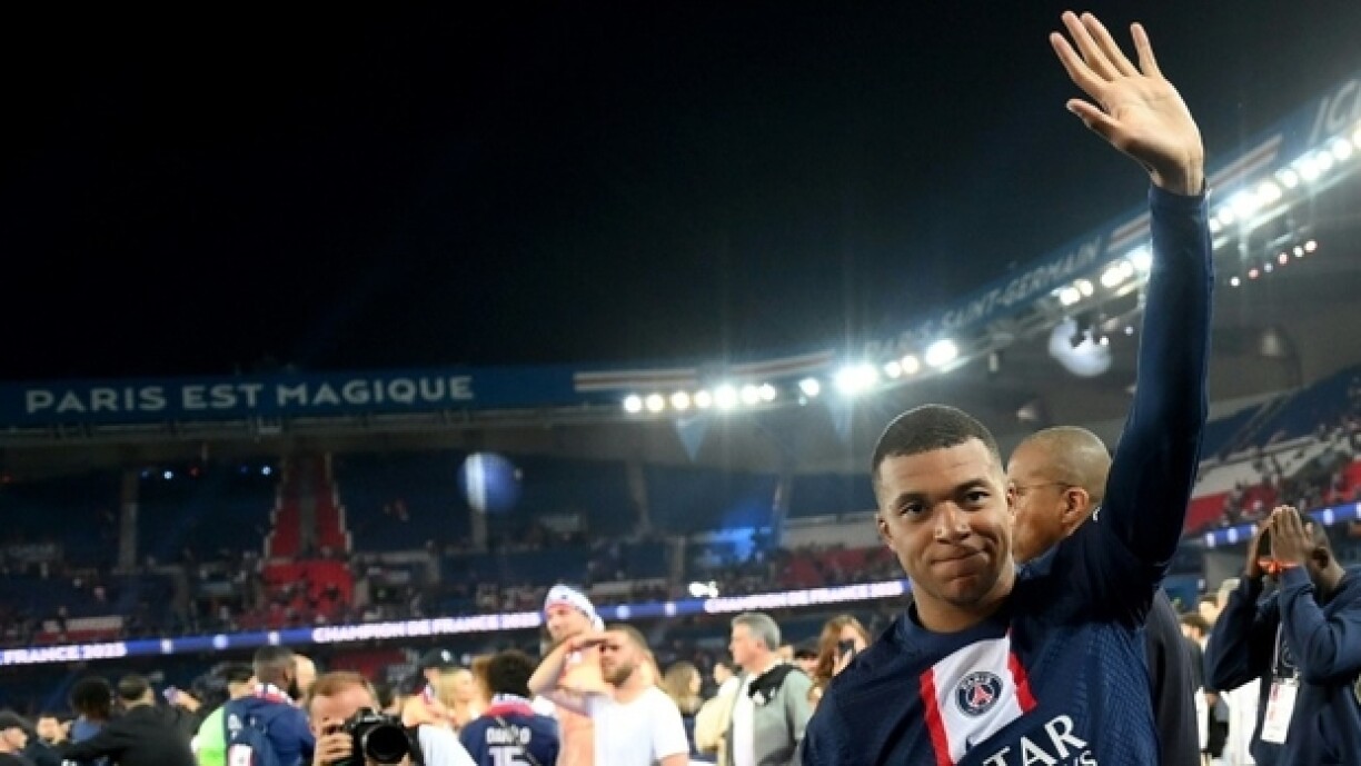 L'attaquant vedette du PSG Kylian Mbappé le 3 juin 2023 au Parc des Princes.